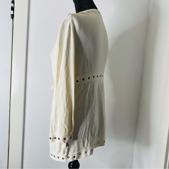 BCBGMaxAzria Ribbed Belted Ivory Cardigan - Picture 5 of 10